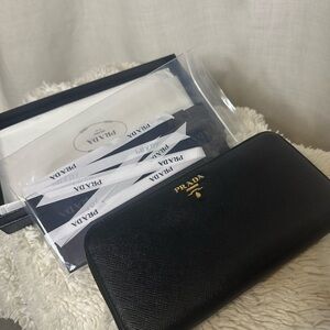 FULL SET - Long Saffiano Zip around Prada Black Wallet